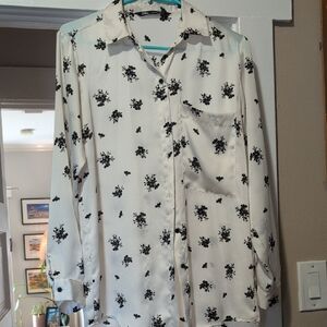 Zara Black and White Floral Men's Shirt